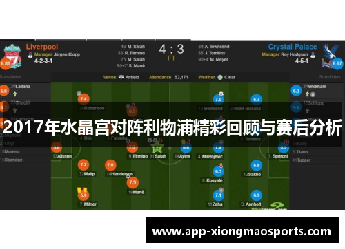 2017年水晶宫对阵利物浦精彩回顾与赛后分析